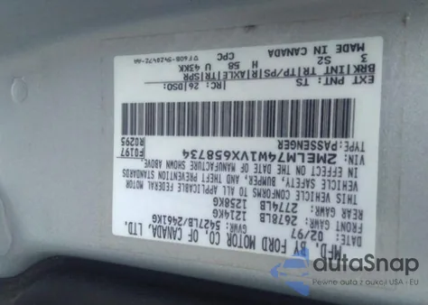 1997 Mercury Grand Marquis Gs z USA, uszkodzony, nr VIN 2MELM74W1VX658734